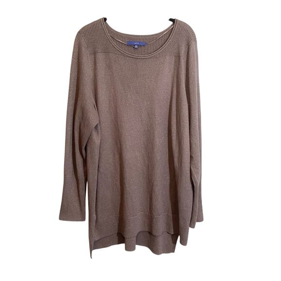 Apt. 9 Womens Round Neck Long Sleeve Ribbed Trim Pullover Sweater Grey XXL - Picture 1 of 16